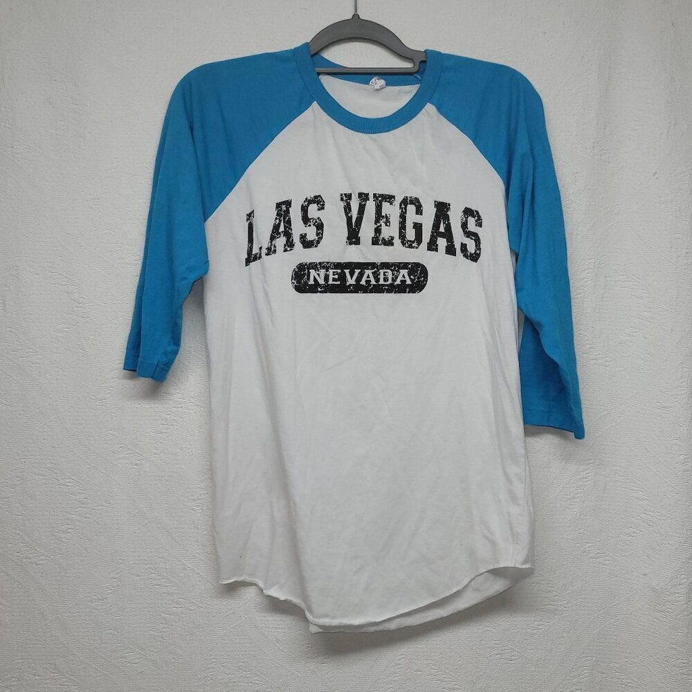 851. Optima 3/4 Sleeve Shirt Blue White Sz M